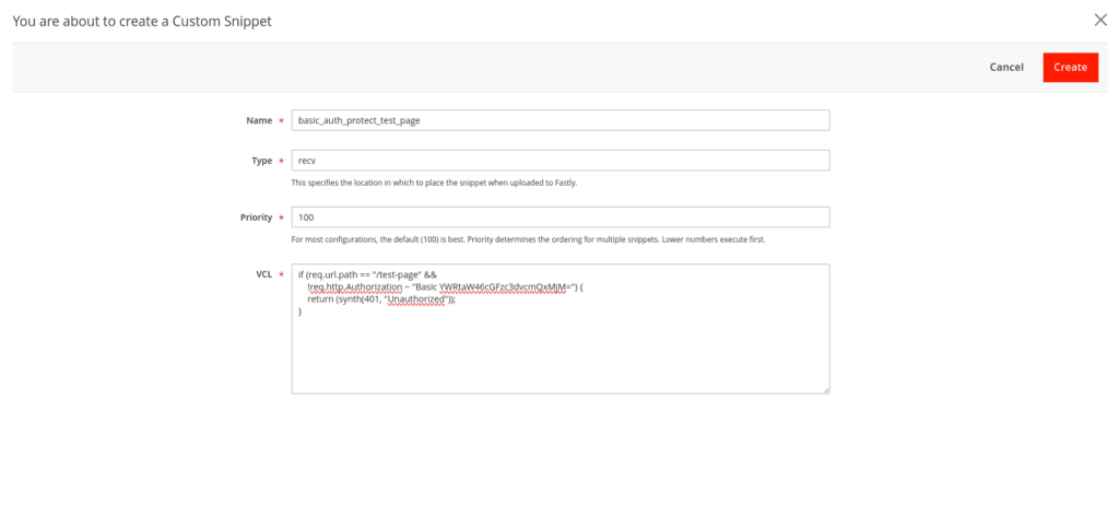 Create a Custom VCL Snippet in Fastly